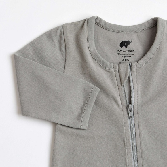 Monica + Andy Footie Zipper Pajama - Premie - Grey - Picture 3 of 5